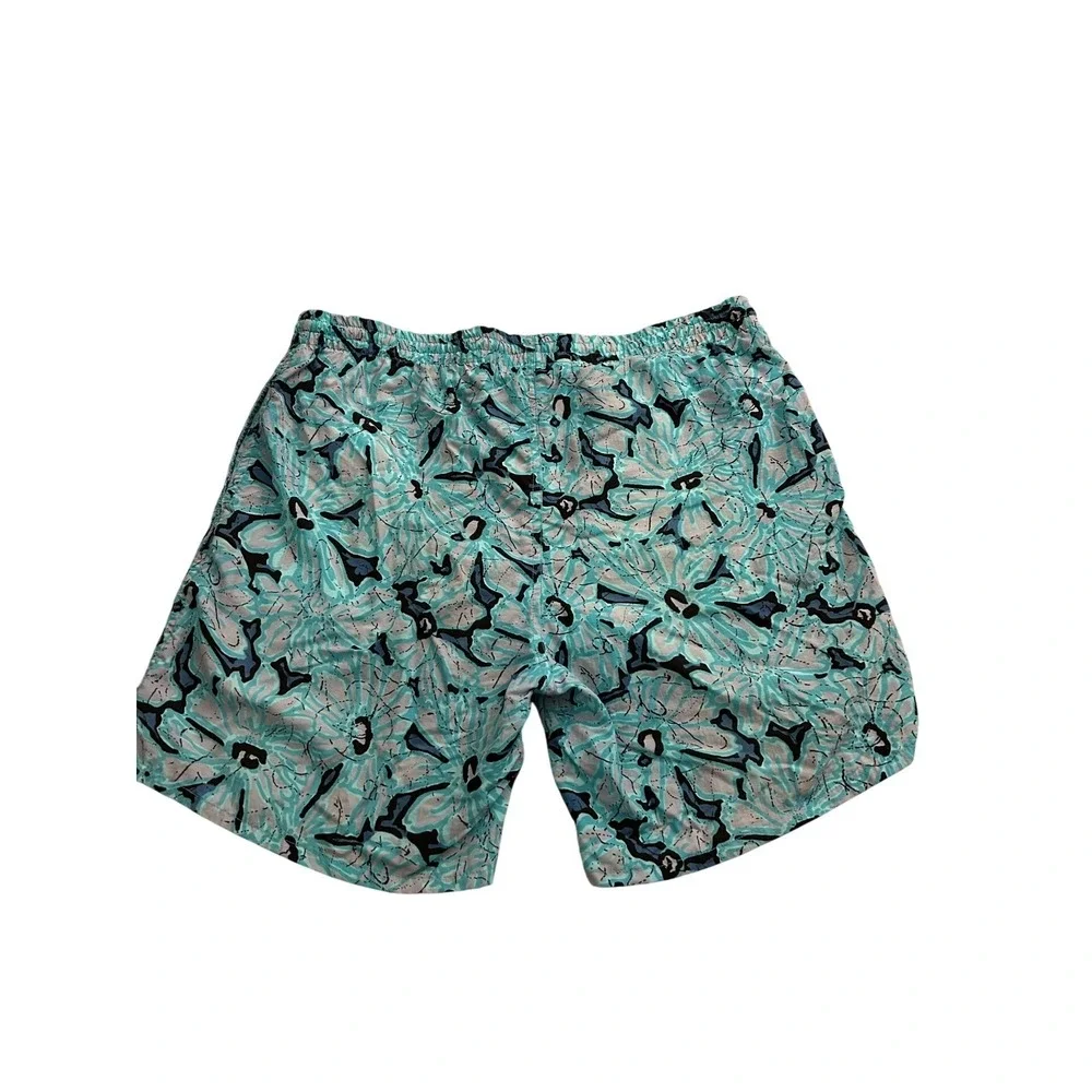 Gitano Swim Trunks‎ Mens Large Teal Blue Excellent Vintage Abstract Mesh Lined